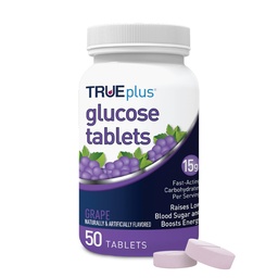 TruEplus ® Tabletki z glukozą, Flavor winogronowy - butelka 50ct