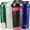 4 PACK, 28 butelek shaker Oz z mocną whiskey drutu do mieszania białka 124; Płynkoodporny Blender Shaker Butelka z gąbką do czyszczenia 124; BPA- Free & Zmywarka Sejf 124; Butelka shaker protein