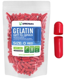 XPRS Nutra Rozmiar 0 Puste kapsułki - 100 Hrabia Puste kapsułki żelatynowe - Pigułki Diy Kapsułka Napełnianie - Czysty żel wypełniany bydłem Gel Czapki do Do- It- Yourself Supplements (Czerwony)