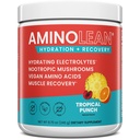 AminoLean Hydrating Electrolyte Powder and Recovery Drink with Sea Minerals, Nootropic Mushroom, and Vegan Amino Acids, BCAA + EAA for Post Workout Muscle Building, Tropical Punch