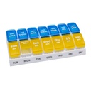 EZY DASE Cotygodniowy AM / PM Pill Organizator, 7- Day Witamina i lecznictwo Pudełko z dużymi Komory Wynoszenie, 2 razy dziennie Pill Holder dla łatwego dozowania, Żółte i niebieskie lidy, Przyjazny dla podróżujących