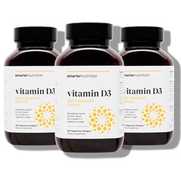 Witamina D3 5000 j. m. + naturalna witamina K2 1100 μg w organicznym kokosie i oliwie z oliwek - suplement D3 K2 do wsparcia immunologicznego i kostnego - 180 Softgeli [90 Day Supply]