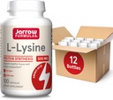 Jarrow Philluas L- Lysine 500 mg - 100 kapsułek - Esencjalny kwas aminokwasów do metabolizmu białka - Suplement diety - Do 100 Sług (Opakowanie po 12)