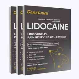 CARELAND Lidokaina Gel Patch, 18 Hrabia Maksymalny ból Siła Łaty dla Ulgi mięśniowej w karku Kolano pleców i Shoulders Unscented Numbing Patch dla Kojące Nerwy, Łączniki