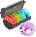 Cotygodniowy organizator pill i planer pill case box design i duży skład, witaminy, cod Liver Oil Supplements and Medication (Gray Rainbow)