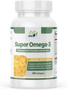 Super Omega-3 Fish Oil, Supports Heart Health, 1000 Mg, 300 Mg Omega-3, Szybkie uwolnienie Softgels, Made in USA, 60 Softgels