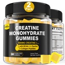 Jednowodzian kreatora Gummie dla mężczyzn i kobiet - z BCAA, Kolagenowe Peptydy, L- Tauryna, Witamina B12, D3, Chewables Monohydrat kreatryny 5g na porcję, Naturalny aromat cytryny, Cukier wolny, 2 opakowania