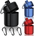 Mały pojemnik na pióro, (3 paczki) Keychain Pill Holder z mocnymi karabinami Przenośny wodoodporny pojemnik na pióro Travel Carrier Mini Metal Pill Box Butelka z pierścieniem klawiszowym dla medycyny Wtyczka Biżuteria