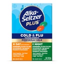 Alka- Seltzer Plus Power Max Cold & Flu Day + Night Medicine: Cough Suppressant, Cold and Flu Medicine Dla dorosłych i dzieci 12 Lat i starszych, 36 Hrabia, Opakowania maja Vary
