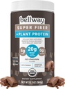 Bellway Super Fiber + Proszek proteinowy, Bez cukru Organic Pzyllium Husk Suplement Fiber Proszek z 20 g Białko roślin na serwowanie, Bogata czekolada, 12.7 oz
