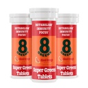 8Zielone tabletki Supergreens 124; Super Zielone tabletki w proszku Superfood Tablet, Metabolizm Immunitet & Focus, Codziennie Zielone tabletki effervescent, Organic: Aloe Vera, Spirulina, Chlorella, Pomarańcza krwi, 30 Służenia