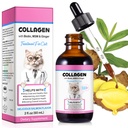 Kolagen dla kotów, Kolagen Kolagen krople płynne dla kotów z Biotin, MSM & Ginger Digestive & Immunity Support, Itch Relief, Skóra & Coat i Joint Health, Suplement do kota 60ml