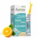 Aurora Nutrascience Mega- Liposomal B- Complex + witamina C, Wspiera energię, immunologiczne i układu nerwowego Zdrowie, Gluten Free, Non-GMO, Cukier Free, Pomarańczowy Flavor, 10 Pojedynczy Serw Pakiety