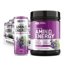 Optimum Nutrition Amino Energy Powder: Concord Grape (65 Servings) with Esential Amino Energy Plus Electrolyes Sparkling Drink: Grape (12 Puszek) - Pakiet zbiorczy