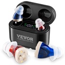 VEVOR Pomoc słuchu dla seniorów, Wzmacniacze słuchu zwrotne z anulowaniem hałasu i kontroli głośności, Digital in- Ear Hear Assist Assist Case i 8 Para Domes ucha