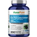 NusaPure Saw Palmetto 20: 1 Extract, 200 mg Ekwiwalent 4000 mg na Veggie Caps 200 Count Non-GMO, Vegan, Vegetarian, Bioperine