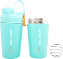 Ozizo Protein Mixing Cup for Protein Mixes, 20 Ounces Stainless Steel Protein Shaker Butelka, Izolated, Leak Proof, Odor Resistant, Small Cute Gym Mixer dla mężczyzn, Kobiety, Chłopcy, Dziewczyny, Gorące i zimne napoje