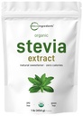 Czysty organiczny proszek Stevia, 1 funt (2,837 Służenie), Najwyższa klasa Stevia Green Leaf Extract Reb- 124; Zmniejszona gorzka posmak 124; 0 Calorie, Natural Sweetener, Sugar Alternative, Keto Friendly