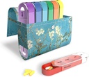 Pill Organizer, LIZIMANDU Cotygodniowe Travel Pill Case Box Medication Reminder Daily AM PM, Day Night 7 Komory, dla 4 razy dziennie, 7 dni w tygodniu Obudowa ze skóry PU (Peach Blossom)