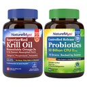 Oil kryll i probiotyki 50 Billion Bundle, Profesjonalne klasy, Non-GMO, Serce, Joint, Funkcje Gut & Wsparcie immunologiczne