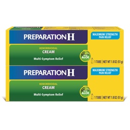 Preparat H Krem do leczenia hemoroidów objawowych (2 x 1, 8 Ounce Tube), maksimum siły Wieloobjawowa ulga bólowa z Aloe