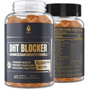 DHT Blocker Gummies uzupełnienie wzrostu włosów, Super Pottency Saw Palmetto & Biotin 10000 mcg dla kobiet i mężczyzn, Plus 12 Mieszanka preprietarna - Zapobieganie wypadaniu włosów, Blokowanie Receptory DHT, Hormonalna równowaga