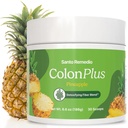 Santo Remedio Colon Plus, Colon Cleanser, Dietetyczny Psyllium Husk Fiber i suplement Probiotyki, 30 Służenia, Smak ananasowy