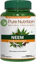 Pure Nutrition Neem kapsułki 700mg. (odpowiednik 2600mg Neem Leaf Powder i Bark Powder) Nie GMO 124; Raz dziennie 124; 120 Days Supply.