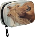 Fustylead Beautiful Brown Horse z Long Mane Pill Organizator Case z Zipper 2 razy Dzień dla witaminy i suplementu, 7 Dzień Travel Organizer Case Medicine