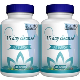 15 Day Cleanse, Gut and Colon Support, Advanced 15 Day Gut Cleanse Detox dla kobiet i mężczyzn z Senna, Cascara Sagrada i Pyllium Husk, Non-GMO, 30 Kapsułki