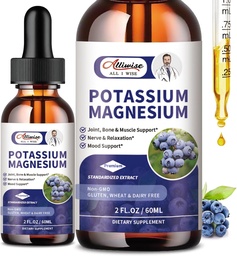 2 Pakiet suplement magnezu potasu ciecz - Wysoka absorpcja spokój Magnezu Kompleks i potasu Plus Wapnia, Witamina D3, Cynk na skurcze nóg i kości i energii i wsparcia immunologicznego - 4 Fl oz