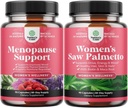 Zestaw suplementu menopauzy do gorących błysków z Dong Quai Vitex Chaste Berry & Black Cohosh & Extra Siła Saw Palmetto dla kobiet 500mg - DHT Blocker Supplement Hair Loss z Maca Root & Biotin
