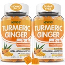 Turmeric and Ginger Gummies Supplement 1500mg w/Vitamin D3 5000 IU, K2 (MK7) & Black Pepper, Sugar Free Vegan Ginger and Turmeric Curcumin Supplements Gummy for Bone, Immune & Digestive Health, 120ct