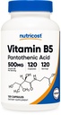 Nutricost Pantotenowy Kwas (Witamina B5) 500 mg, 120 Kapsułek