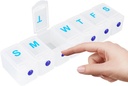 Extra duży tygodniowy pill organizator 1 raz dziennie, Travel pill Box 7 dzień, Przenośny pill Case z przyciskiem Push, Codzienne pill Dispenser dla leków witaminy Suplementy oleju rybnego