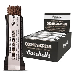 Barebells Bary z białkami Cookies & Cream - 12 Count, 20g Wysokie zabiegi proteinowe - Czekoladowy pasek odżywczy z 1 g Sugar ogółem - on- The- Śniadanie lub Post- Workout przekąski