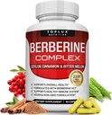 Toplux Berberine z Ceylon Cynamon i Bitter Melon 2100mg - Wysoka czystość 97% HCL Berberine Suplement, Wspiera ogólne zdrowie i system immunologiczny, Non-GMO Vegan 90 Kapsułki