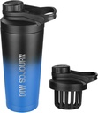 DIW 24 Oz Shaker Butelka, Stal nierdzewna Mix Butelka z Noise- Free Design, Izolated Metal Shaker Cup for Protein Mix and Pre Workout, Gym Cup Shaker (Black & Blue)