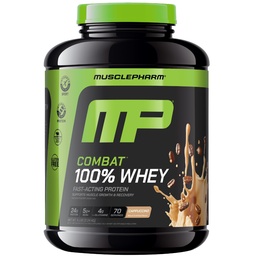 MusclePharm Combat 100% Proszek z białka serwatki, Flavor Cappuccino, Szybka regeneracja i Muscle Gain z izolatem białka serwatki, Wysoki Proszek białka dla kobiet i mężczyzn, Gluten Free, 5 lb, 70 Służenie