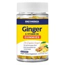 Enzymedica, Ginger & Witamina Gummies, Wsparcie dla Nudności i Niestrawności, Wysoka potencja, Równoważny do 200 mg Ginger Extract, 60 Count