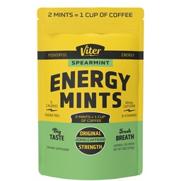 Viter Energy 40mg Kofeina Mints - Bezcukrowe, Witaminy B, Wegan, Wzmacnia szybko Energized Alert Focus, Kofeina Nootropowy Suplement Pigułki (Spearmint Flavor, 8oz, Worek luzem)