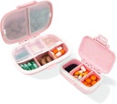 2 Pack pill Case Organizer, Travel Pill Box z etykietą, Codzienne leczenie Organizator Case, Waterproof Pocket Case, Przenośny różowy suplement Case Medicine Container Compact for Witamina