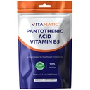 Vitamatic Pantothenic Acid Pure Powder 500 mg per Serving - 100 Grams - również nazywany Witamina B5- 200 Służenia