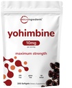 Podwójna siła Yohimbine Suplementy dla mężczyzn i kobiet, 10 mg na serwowanie, 300 Softgels, Yohimbine HCL z Virgin Sunflower Seed Oil dla lepszej absorpcji, Wspiera produkcję energii, afrykański surowiec