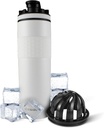 Ice Shaker Izolowana stal nierdzewna Shaker Butelka 124; 20 oz, Biały 124; Zimno na 24 + Godziny 124; Izolowany Puchar z Twist- na Agitator 124; Bezsodowa Butelka do Shakes Protein, Woda, Smoothies, Koktajle