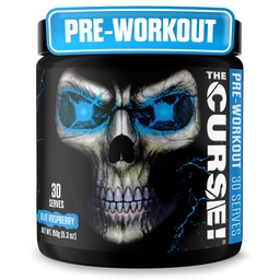 JNX SPORTS Klątwa! Wstępne ćwiczenia Proszek dla mężczyzn i kobiet, Kofeina, Beta- Alanina, Kreatyna, L- Cytrulina, 30 Służenia, Niebieski aromat malinowy - Boost Energy, Siła i Focus