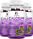 Wapń Magnezu Gummie cynku winn Elderberry i Moss Sea, Wapń Magnezu 2: 1, Zawiera glicynian magnezu, Witamina D3, dla kości, Mięśnie, Spokojny nastrój i wsparcie snu, 60 Gummies (3 opakowania)