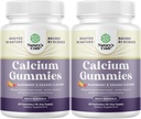 Natury Zrób Wysoką Absorpcję Gummies wapnia z witaminą D3 - Pyszne Gummies wapnia dla dorosłych - Żucie i suplement D witaminy dla zdrowia kości i wsparcia immunologicznego Żelatyna wolna 60ct (2 opakowania)