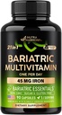 NUTRAHARMONY Bariatryczny Multiwitamina - 45 mg Żelaza Suplementy - Made in USA - Dla Kobiet i Mężczyzn - All- in- One, 21 Witaminy eteryczne - Gastric Sleeve Support - Lekki aromat tropikalny - 90 Kapsułki