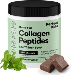 Perfect Keto Collagen Protein Powder with MCT Oil - Grassfed, GF, Multi Supplement, Najlepsze dla diety ketogennej, Użyj jako Keto Creamer, w kawy i shakes dla kobiet i mężczyzn (miętowa czekolada)
